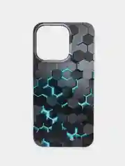 Бирюзовый силиконовый чехол для Apple iPhone 14 Pro / Айфон 14 Про с рисунком, защита камеры