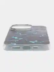 Бирюзовый силиконовый чехол для Apple iPhone 14 Pro / Айфон 14 Про с рисунком, защита камеры