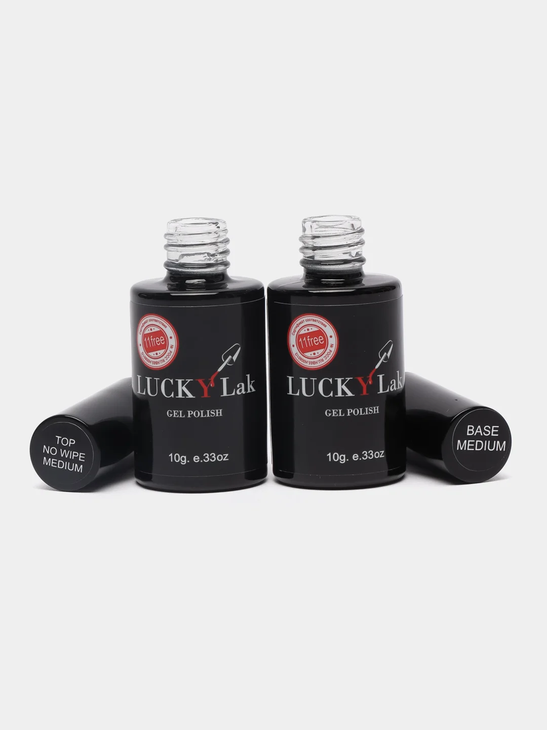 Прозрачный набор для маникюра: Base Medium viscosity, 10 г и Top No Wipe Medium, 10 г
