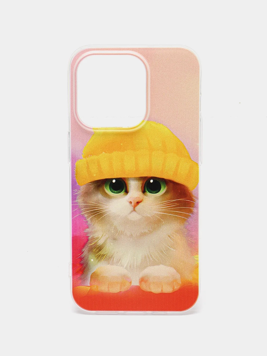 Желтый силиконовый чехол для Apple iPhone 14 Pro / Айфон 14 Про с рисунком, защита камеры