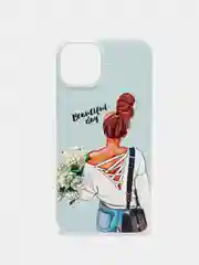 Тёмно-серый силиконовый чехол на Apple iPhone 14 / Айфон 14 прозрачный, с рисунком, защита камеры