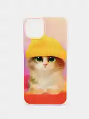 Желтый силиконовый чехол на Apple iPhone 14 / Айфон 14 прозрачный, с рисунком, защита камеры