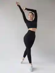 Черный спортивный костюм для фитнеса, женский