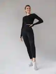 Черный спортивный костюм для фитнеса, женский
