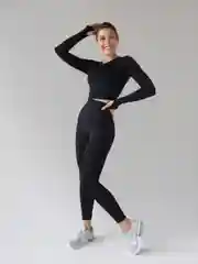Черный спортивный костюм для фитнеса, женский