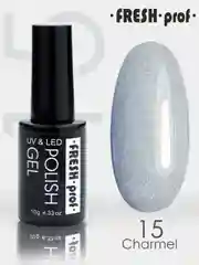 Бежевый меланж гель лак для ногтей Fresh Prof Charmel, 10г с глиттером, бордовый, бежевый, голубой