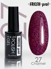Бежевый меланж гель лак для ногтей Fresh Prof Charmel, 10г с глиттером, бордовый, бежевый, голубой