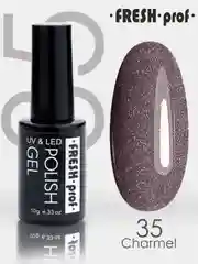 Бежевый меланж гель лак для ногтей Fresh Prof Charmel, 10г с глиттером, бордовый, бежевый, голубой