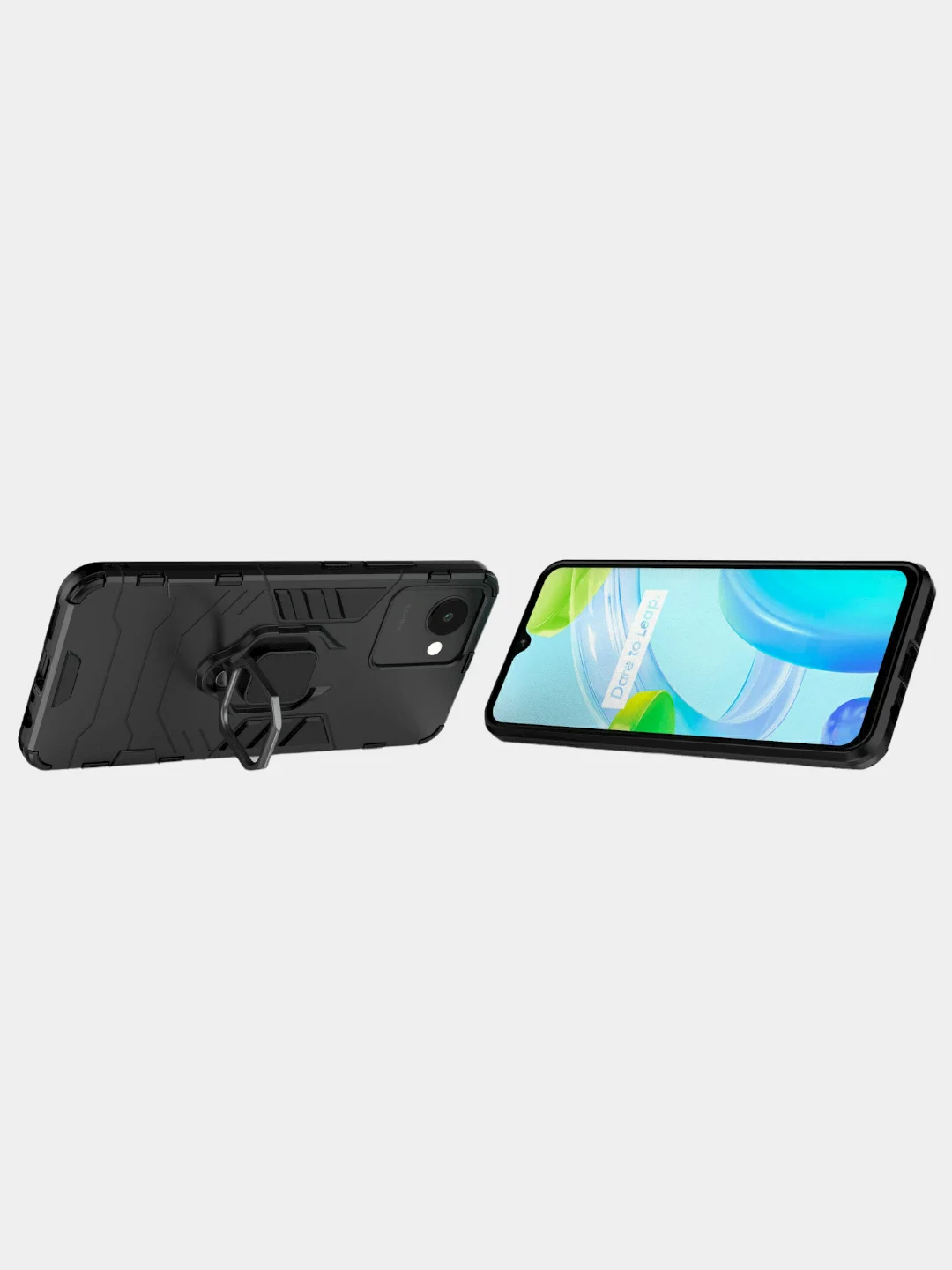 Красный чехол противоударный с кольцом-держателем на Realme C30