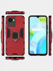 Красный чехол противоударный с кольцом-держателем на Realme C30