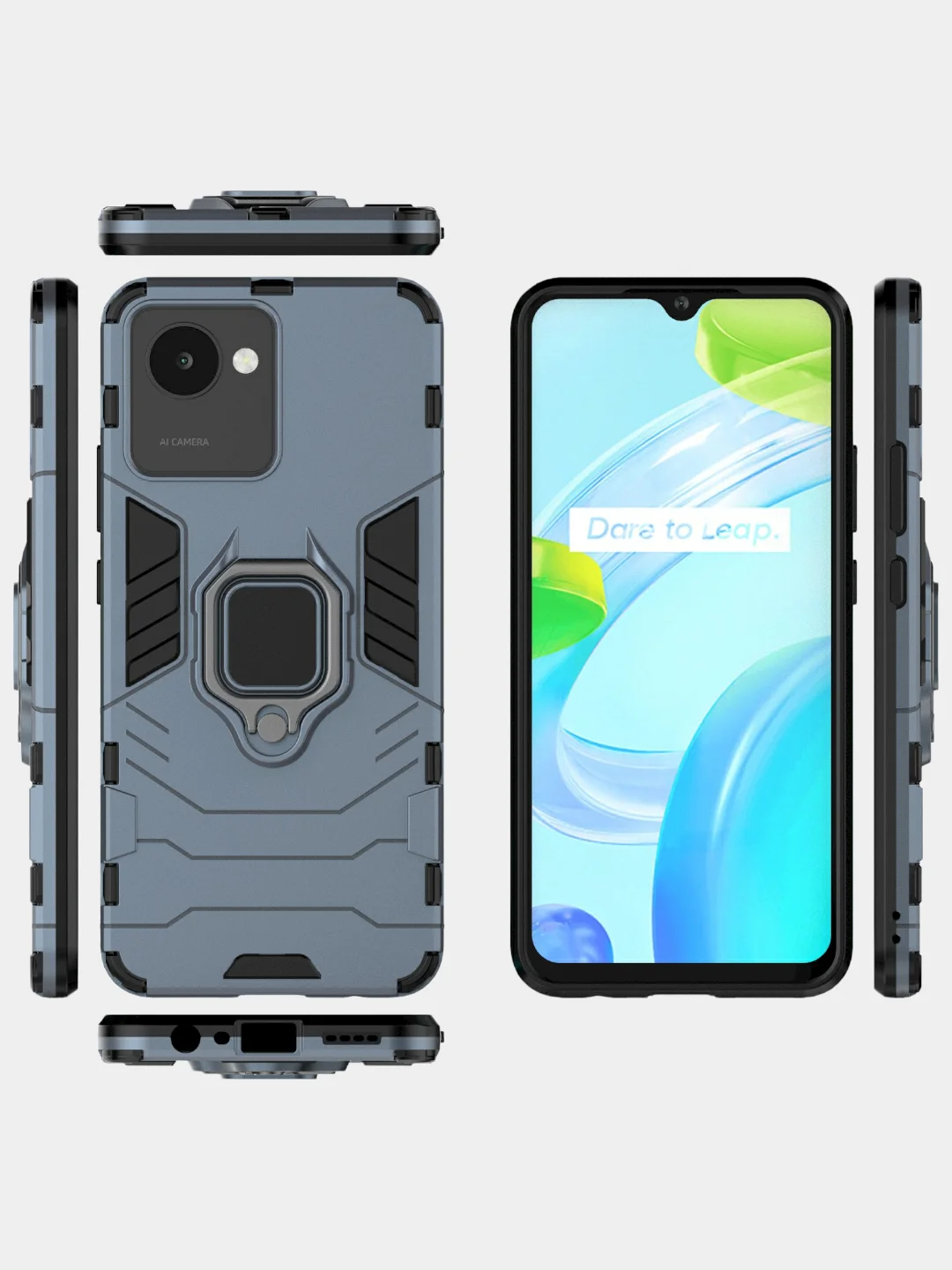 Красный чехол противоударный с кольцом-держателем на Realme C30