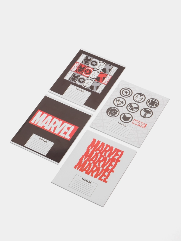 Тетрадь Marvel, в клетку, 24 листа, набор 4 штуки