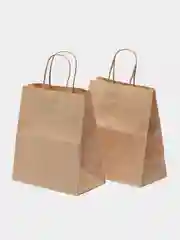 Пакет крафтовый без печати, круглая ручка, 2 штуки, 22 х 12 х 25 см