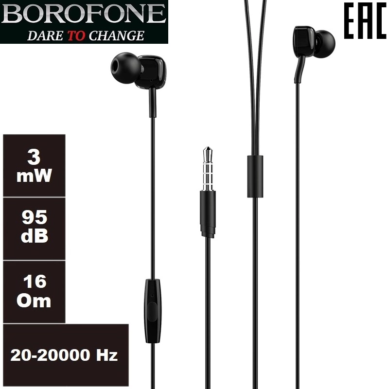 Наушники проводные с микрофоном Borofone BM34 / jack 3,5 мм / для айфон и андроид