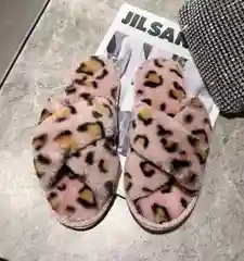 Розовый тапочки женские, леопардовые