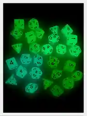 Дайсы-кубики для Dungeons and Dragons (ДнД), светящиеся в темноте, 7 штук