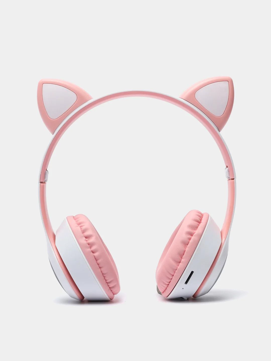 Серебряный беспроводные Bluetooth-наушники с кошачьими светящимися ушками