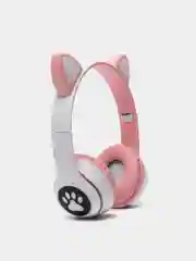Серебряный беспроводные Bluetooth-наушники с кошачьими светящимися ушками