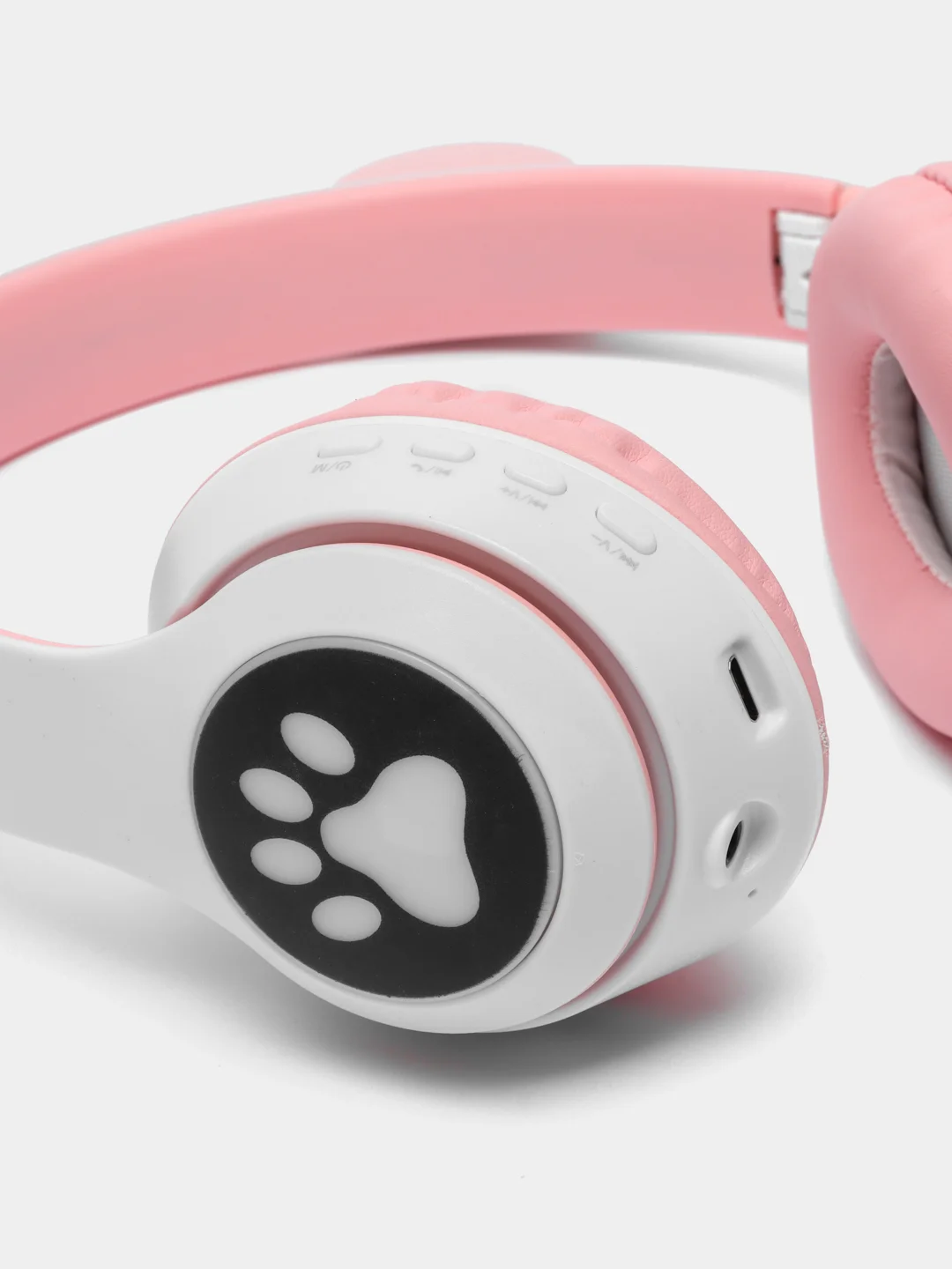 Серебряный беспроводные Bluetooth-наушники с кошачьими светящимися ушками