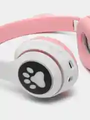 Серебряный беспроводные Bluetooth-наушники с кошачьими светящимися ушками