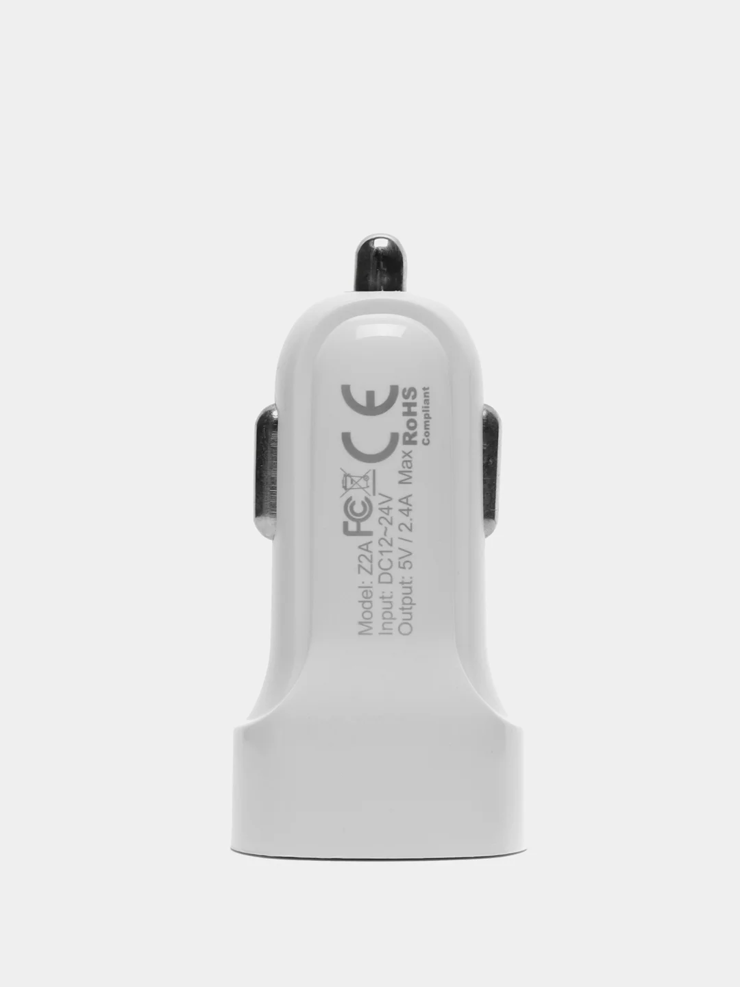 Автомобильное зарядное устройство Hoco Z2A, 2хUSB, 2.4 А, кабель Lightning, 1 м, белый
