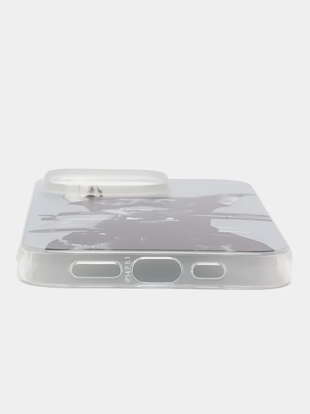 Серый силиконовый чехол для Apple iPhone 14 Pro / Айфон 14 Про с рисунком, защита камеры
