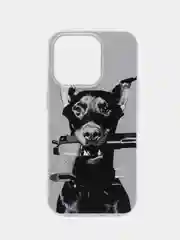 Серый силиконовый чехол для Apple iPhone 14 Pro / Айфон 14 Про с рисунком, защита камеры