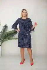 Индиго платье полуприлегающее в горошек