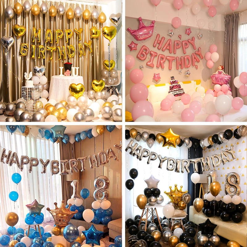Набор воздушных фольгированных шаров "Happy Birthday", набор шаров "С Днем Рождения"