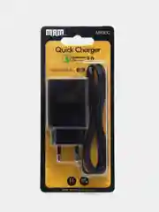 Черный сетевое зарядное устройство MRM MR30C QC3.0, 5 V / 3.1 A, USB, с кабелем lightning, 1.0 мм