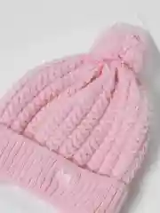 Розовый шапка вязанная, утепленная, для малыша