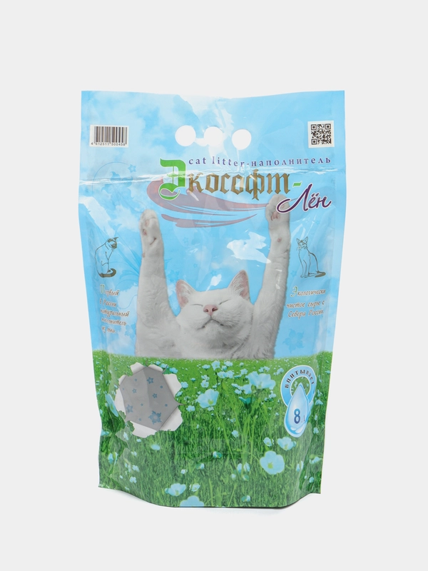 Наполнитель для кошачьего туалета Экософт "Лен", впитывающий, 8 л