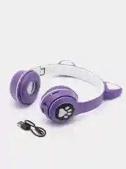 Фиолетовый беспроводные Bluetooth-наушники с кошачьими светящимися ушками
