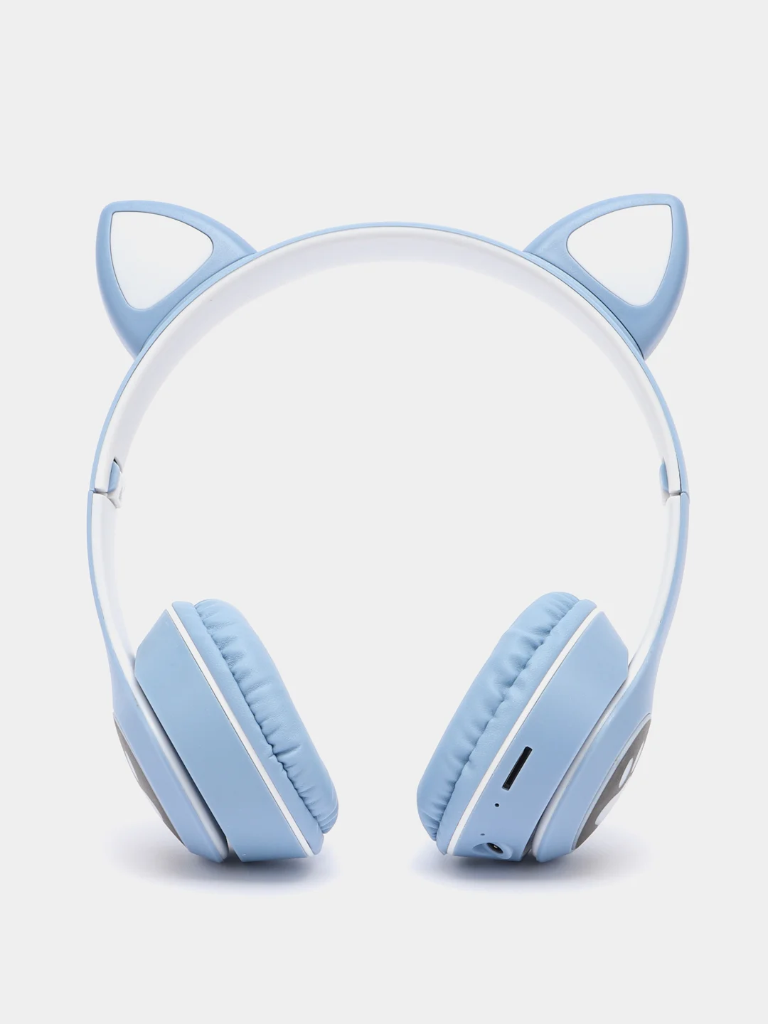 Светло-синий беспроводные Bluetooth-наушники с кошачьими светящимися ушками