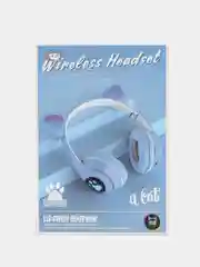 Светло-синий беспроводные Bluetooth-наушники с кошачьими светящимися ушками
