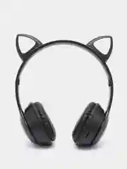 Черный беспроводные Bluetooth-наушники с кошачьими светящимися ушками