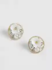Молочный серьги женские, "Флёраль", сережки для подростков, с гвоздиком из серебра 925 пробы,