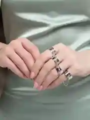 Серебряный набор колец с цепочкой / Кольца "Кастет"