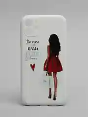 Белый чехол для iPhone 11, 12 с бархатной подкладкой с картинкой / рисунком