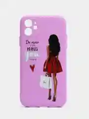 Аметистовый чехол для iPhone 11, 12 с бархатной подкладкой с картинкой / рисунком