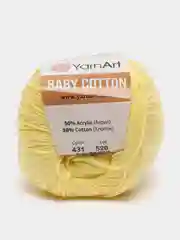 Лимонный пряжа YarnArt Baby Cotton, хлопок, акрил, 50 г, 165 м