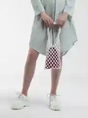 Белый сумка мини плетённая