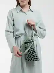 Зелёный хаки сумка мини плетённая