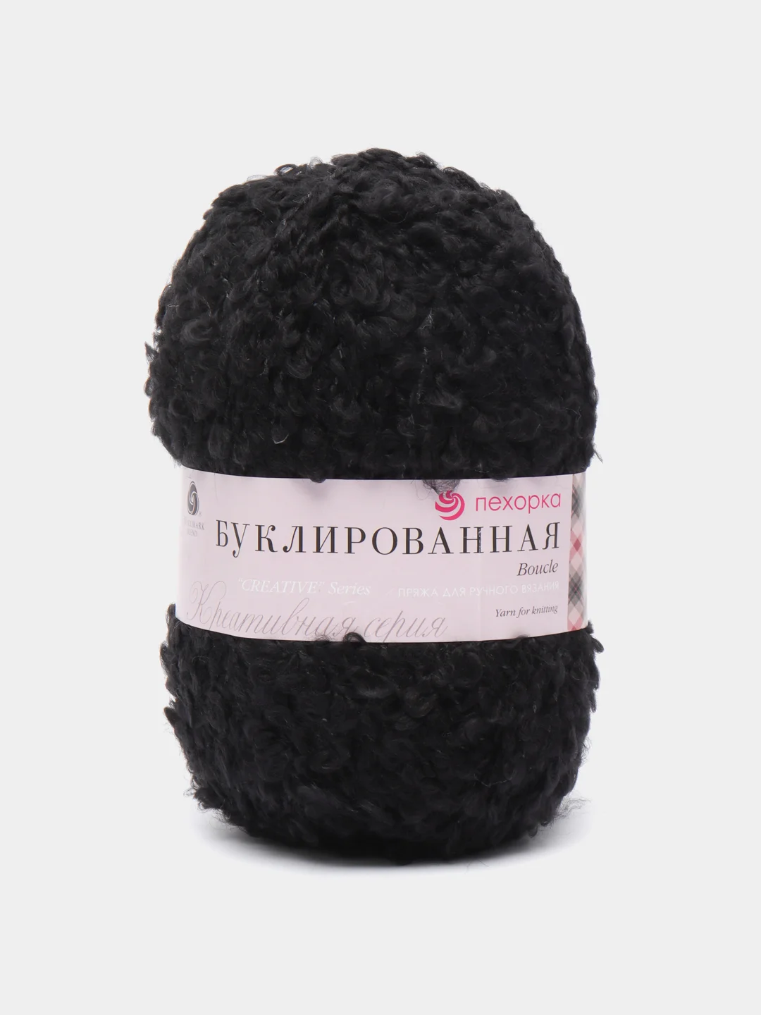 Черный пряжа Пехорка Буклированная 30% мохер, 20% шерсть, 50% акрил, 200г 220м
