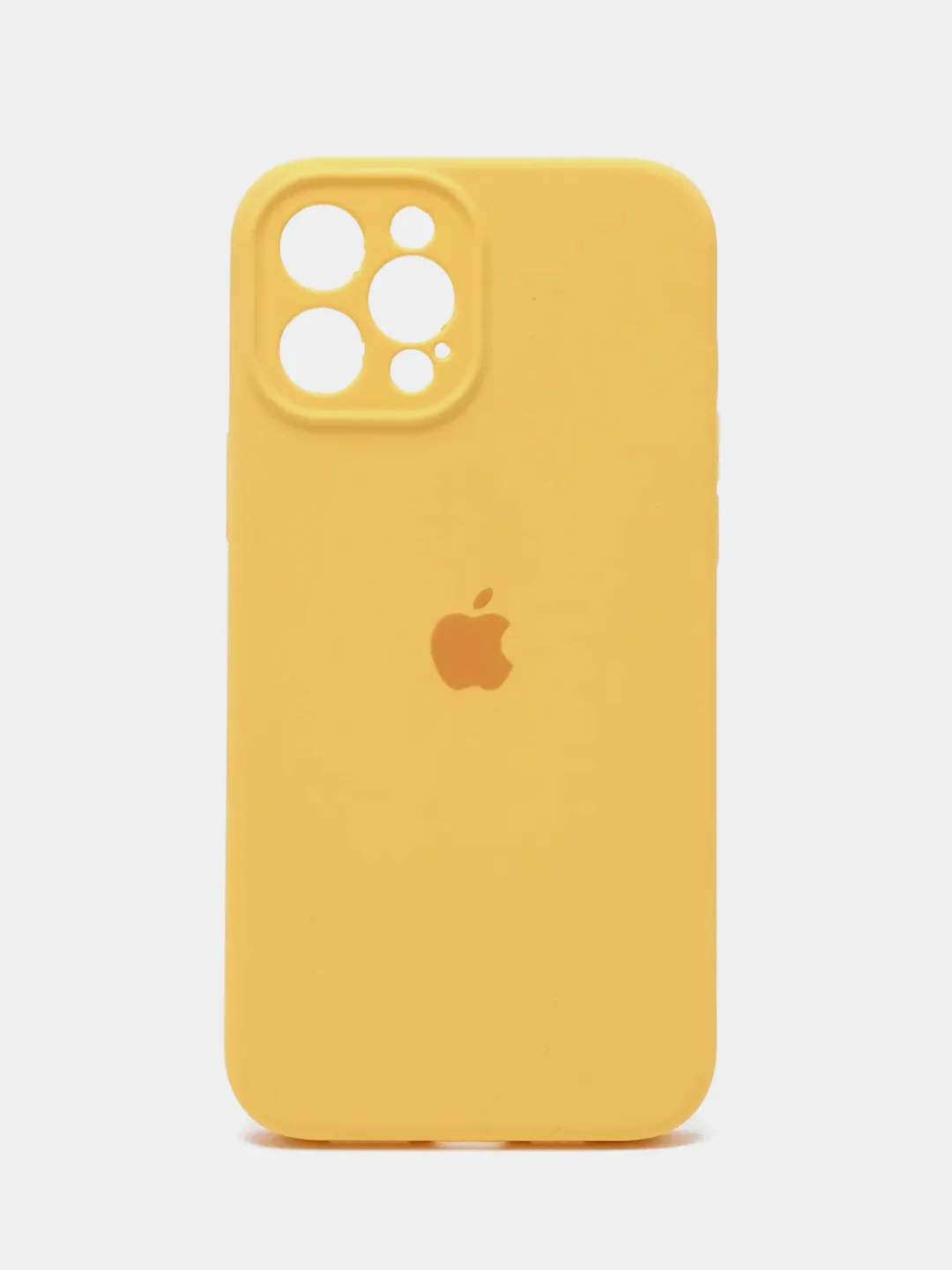 Горчичный силиконовый защитный чехол iphone 12 Pro Max с закрытым низом