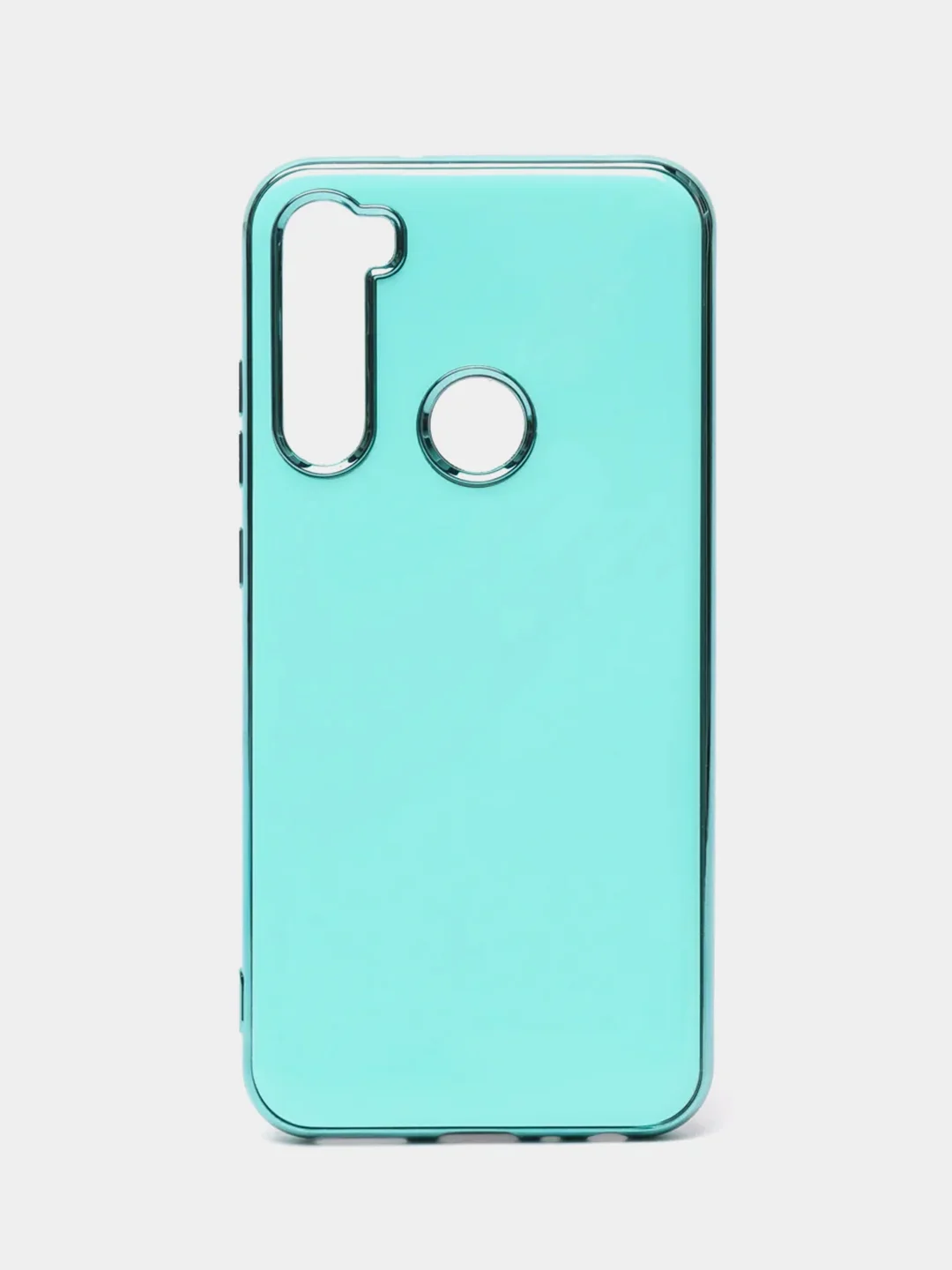 Бирюзовый чехол Xiaomi Redmi Note 8 2019/21 цветной, силиконовый, с глянцевой рамкой (Редми Нот 8)