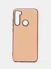 Бежевый чехол Xiaomi Redmi Note 8 2019/21 цветной, силиконовый, с глянцевой рамкой (Редми Нот 8)