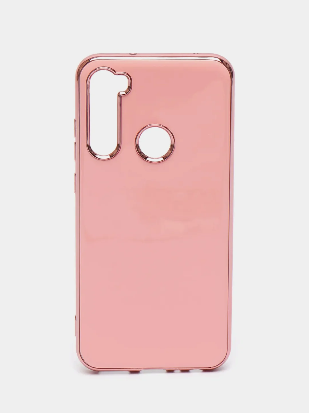 Розовый чехол Xiaomi Redmi Note 8 2019/21 цветной, силиконовый, с глянцевой рамкой (Редми Нот 8)