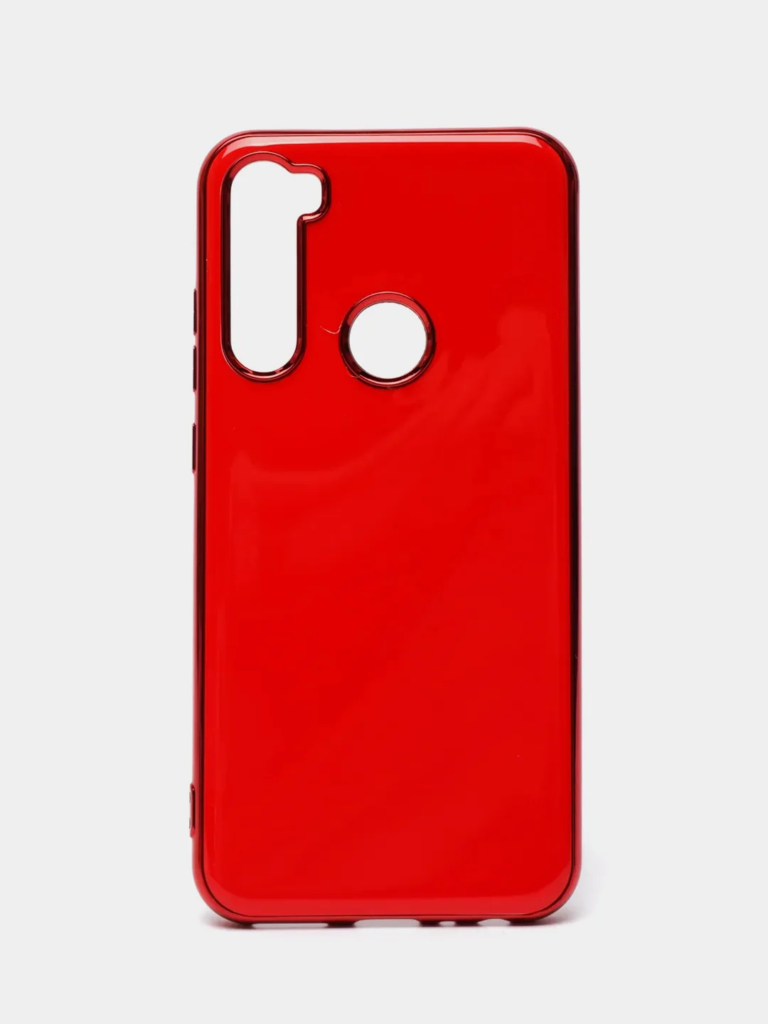 Красный чехол Xiaomi Redmi Note 8 2019/21 цветной, силиконовый, с глянцевой рамкой (Редми Нот 8)