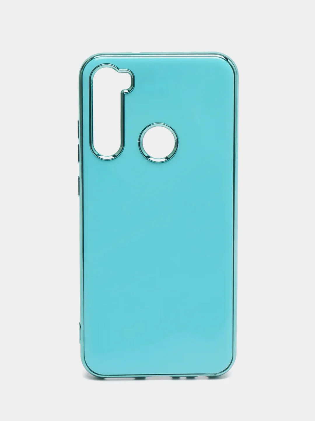 Голубой чехол Xiaomi Redmi Note 8 2019/21 цветной, силиконовый, с глянцевой рамкой (Редми Нот 8)